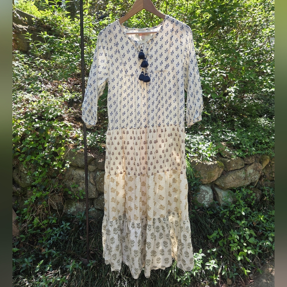 Pink Chicken Block Print Maxi Dress